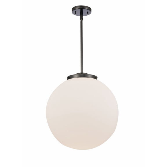 221-1S-BK-G201-16 Innovations Lighting Beacon - 1 Light Pendant In Industrial Style-17 Inches Tall and 16 Inches Wide-Matte Black Finish-Matte White