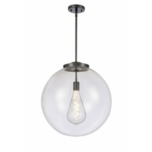 221-1S-BK-G202-18 Innovations Lighting Beacon - 1 Light Pendant In Industrial Style-19 Inches Tall and 18 Inches Wide-Matte Black Finish-Clear Glass