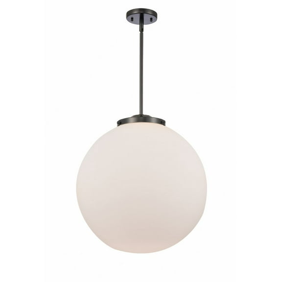 221-1S-BK-G201-18 Innovations Lighting Beacon - 1 Light Pendant In Industrial Style-19 Inches Tall and 18 Inches Wide-Matte Black Finish-Matte White