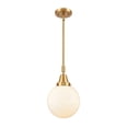 thumbnail image 1 of 447-1S-SG-G201-8 Innovations Lighting Beacon - 1 Light Stem Hung Mini Pendant-12.63 Inch Tall and 8 Inch Wide-Satin Gold Finish-Matte White Glass, 1 of 1