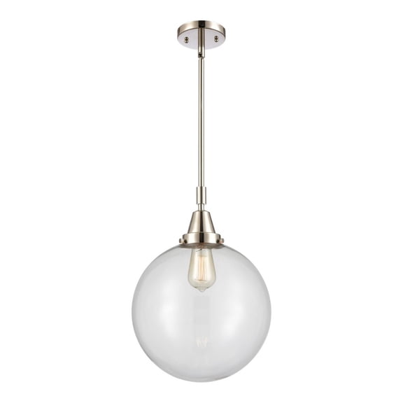 447-1S-PN-G202-12 Innovations Lighting Beacon - 1 Light Stem Hung Mini Pendant-16.13 Inch Tall and 12 Inch Wide-Polished Nickel Finish-Clear Glass