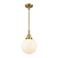 thumbnail image 1 of 447-1S-BB-G201-8 Innovations Lighting Beacon - 1 Light Stem Hung Mini Pendant-12.63 Inch Tall and 8 Inch Wide-Brushed Brass Finish-Matte White Glass, 1 of 1