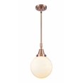 thumbnail image 1 of 447-1S-AC-G201-8 Innovations Lighting Beacon - 1 Light Stem Hung Mini Pendant-12.63 Inch Tall and 8 Inch Wide-Antique Copper Finish-Matte White Glass, 1 of 1