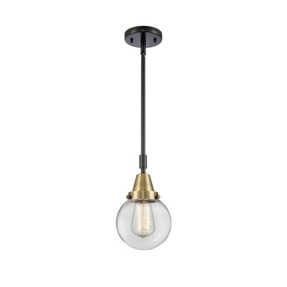 447-1S-BAB-G202-6 Innovations Lighting Beacon - 1 Light Stem Hung Mini Pendant-10.63 Inch Tall and 6 Inch Wide-Black Antique Brass Finish-Clear Glass