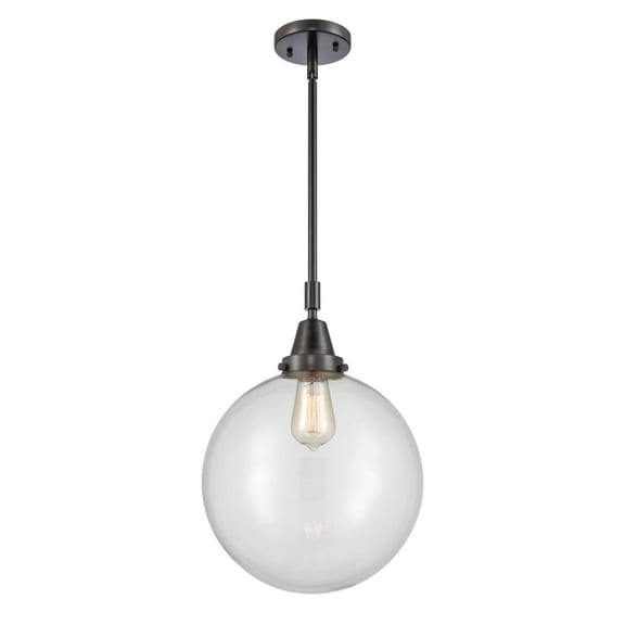 447-1S-BK-G202-12 Innovations Lighting Beacon - 1 Light Stem Hung Mini Pendant-16.13 Inch Tall and 12 Inch Wide-Matte Black Finish-Clear Glass Color