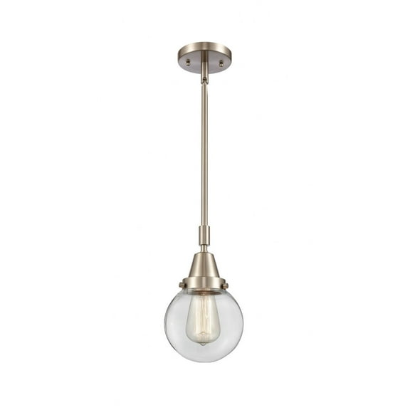 447-1S-SN-G202-6 Innovations Lighting Beacon - 1 Light Stem Hung Mini Pendant-10.63 Inch Tall and 6 Inch Wide-Brushed Satin Nickel Finish-Clear Glass