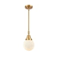 thumbnail image 1 of 447-1S-SG-G201-6 Innovations Lighting Beacon - 1 Light Stem Hung Mini Pendant-10.63 Inch Tall and 6 Inch Wide-Satin Gold Finish-Matte White Glass, 1 of 1