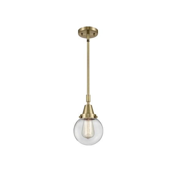 447-1S-AB-G202-6 Innovations Lighting Beacon - 1 Light Stem Hung Mini Pendant-10.63 Inch Tall and 6 Inch Wide-Antique Brass Finish-Clear Glass Color