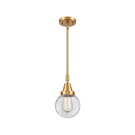 447-1S-SG-G202-6 Innovations Lighting Beacon - 1 Light Stem Hung Mini Pendant-10.63 Inch Tall and 6 Inch Wide-Satin Gold Finish-Clear Glass Color