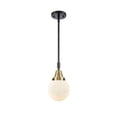 thumbnail image 1 of 447-1S-BAB-G201-6 Innovations Lighting Beacon - 1 Light Stem Hung Mini Pendant-10.63 Inch Tall and 6 Inch Wide-Black Antique Brass Finish-Matte White, 1 of 1