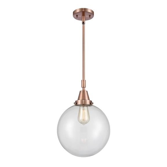 447-1S-AC-G202-10-Innovations Lighting-Beacon - 1 Light Stem Hung Mini Pendant In Industrial Style-14.13 Inches Tall and 10 Inches Wide-Antique Copper