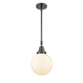 thumbnail image 1 of 447-1S-OB-G201-8 Innovations Lighting Beacon - 1 Light Stem Hung Mini Pendant-12.63 Inch Tall and 8 Inch Wide-Oil Rubbed Bronze Finish-Matte White, 1 of 1
