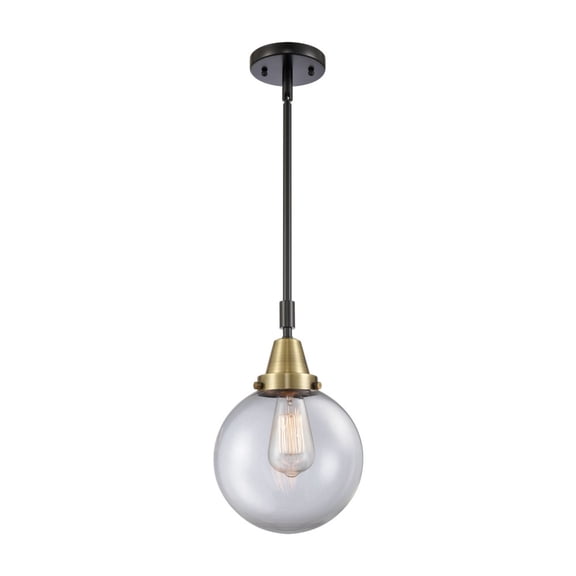 447-1S-BAB-G202-8 Innovations Lighting Beacon - 1 Light Stem Hung Mini Pendant-12.63 Inch Tall and 8 Inch Wide-Black Antique Brass Finish-Clear Glass