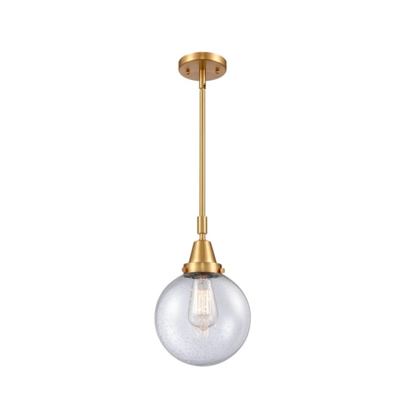 447-1S-SG-G204-8 Innovations Lighting Beacon - 1 Light Stem Hung Mini Pendant-12.63 Inch Tall and 8 Inch Wide-Satin Gold Finish-Seedy Glass Color