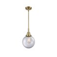 thumbnail image 1 of 447-1S-AB-G202-8 Innovations Lighting Beacon - 1 Light Stem Hung Mini Pendant-12.63 Inch Tall and 8 Inch Wide-Antique Brass Finish-Clear Glass Color, 1 of 1