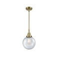 thumbnail image 1 of 447-1S-AB-G204-8 Innovations Lighting Beacon - 1 Light Stem Hung Mini Pendant-12.63 Inch Tall and 8 Inch Wide-Antique Brass Finish-Seedy Glass Color, 1 of 1
