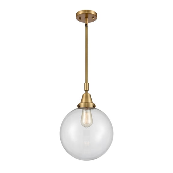 447-1S-BB-G202-10 Innovations Lighting Beacon - 1 Light Stem Hung Mini Pendant In Industrial Style-14.13 Inches Tall and 10 Inches Wide-Brushed Brass