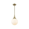 thumbnail image 1 of 447-1S-AB-G201-8 Innovations Lighting Beacon - 1 Light Stem Hung Mini Pendant-12.63 Inch Tall and 8 Inch Wide-Antique Brass Finish-Matte White Glass, 1 of 1