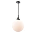 thumbnail image 1 of 447-1S-BK-G201-12 Innovations Lighting Beacon - 1 Light Stem Hung Mini Pendant-16.13 Inch Tall and 12 Inch Wide-Matte Black Finish-Matte White Glass, 1 of 1