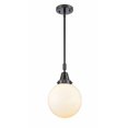 thumbnail image 1 of 447-1S-BK-G201-8 Innovations Lighting Beacon - 1 Light Stem Hung Mini Pendant-12.63 Inch Tall and 8 Inch Wide-Matte Black Finish-Matte White Glass, 1 of 1