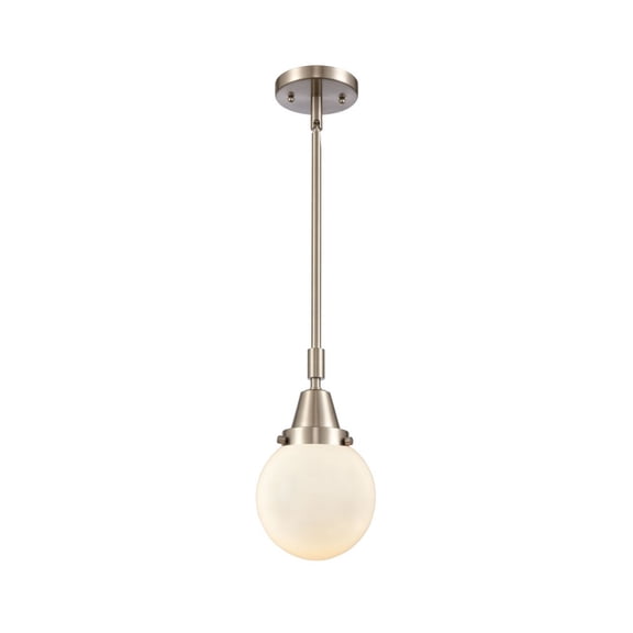 447-1S-SN-G201-6 Innovations Lighting Beacon - 1 Light Stem Hung Mini Pendant-10.63 Inch Tall and 6 Inch Wide-Brushed Satin Nickel Finish-Matte White