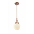 thumbnail image 1 of 447-1S-AC-G201-6 Innovations Lighting Beacon - 1 Light Stem Hung Mini Pendant-10.63 Inch Tall and 6 Inch Wide-Antique Copper Finish-Matte White Glass, 1 of 1