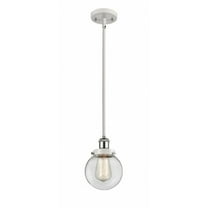 916-1S-WPC-G202-6-Innovations Lighting-Beacon - 1 Light Stem Hung Mini Pendant In Modern Style-9 Inches Tall and 6 Inches Wide-White/Polished Chrome