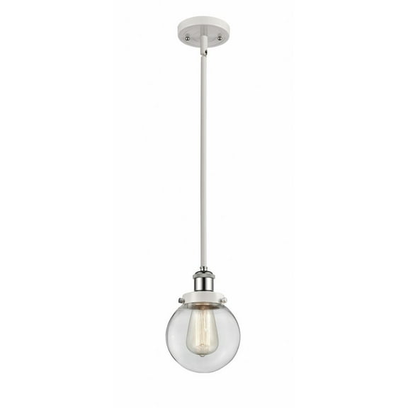 916-1S-WPC-G202-6-Innovations Lighting-Beacon - 1 Light Stem Hung Mini Pendant In Modern Style-9 Inches Tall and 6 Inches Wide-White/Polished Chrome