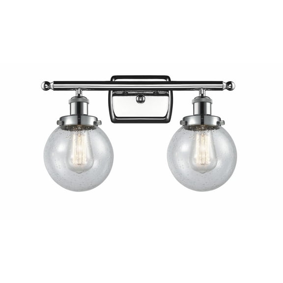 916-2W-PC-G204-6 Innovations Lighting Beacon - 2 Light Bath Vanity In Modern Style-11 Inches Tall and 16 Inches Wide-Polished Chrome Finish-Seedy