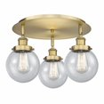 thumbnail image 1 of Innovations Lighting  Beacon - 3 Light 18" Flush Mount Brushed Brass/Seedy, 1 of 5