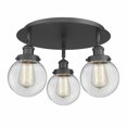 thumbnail image 1 of Innovations Lighting  Beacon - 3 Light 18" Flush Mount Clear/Matte Black, 1 of 5