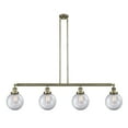 thumbnail image 1 of Innovations Lighting  Beacon 4 Light 53" Stem Hung Island Light Antique Brass/Clear, 1 of 5