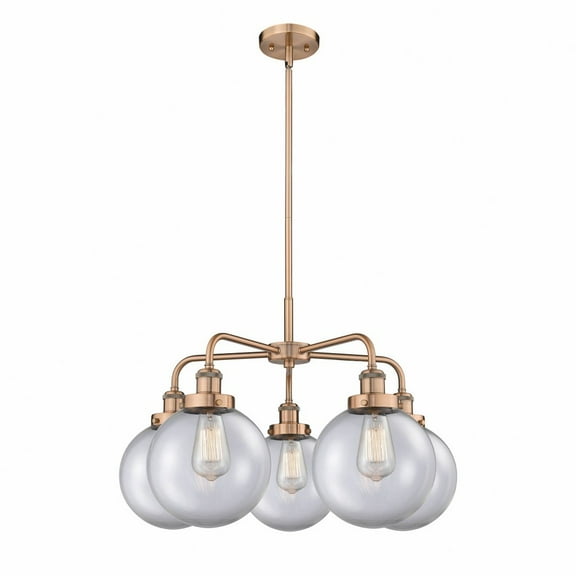 Innovations Lighting  Beacon - 5 Light 26" Stem Hung Chandelier Clear/Antique Copper