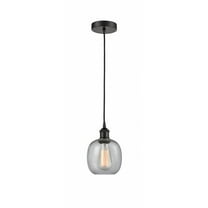 616-1P-BK-G104-Innovations Lighting-Belfast - 1 Light Cord Hung Mini Pendant In Industrial Style-9.75 Inches Tall and 6 Inches Wide-Matte Black