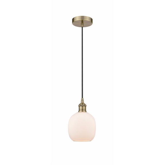 616-1P-AB-G101-Innovations Lighting-Belfast - 1 Light Cord Hung Mini Pendant In Industrial Style-9.75 Inches Tall and 6 Inches Wide-Antique Brass