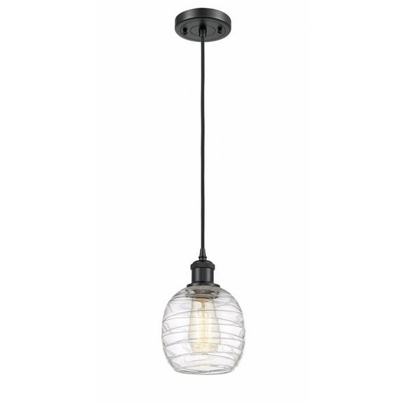 516-1P-BK-G1013-Innovations Lighting-Belfast - 1 Light Cord Hung Mini Pendant In Industrial Style-9 Inches Tall and 6 Inches Wide-Matte Black