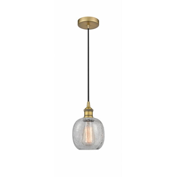 616-1P-BB-G105 Innovations Lighting Belfast - 1 Light Cord Hung Mini Pendant In Industrial Style-9.75 Inches Tall and 6 Inches Wide-Brushed Brass