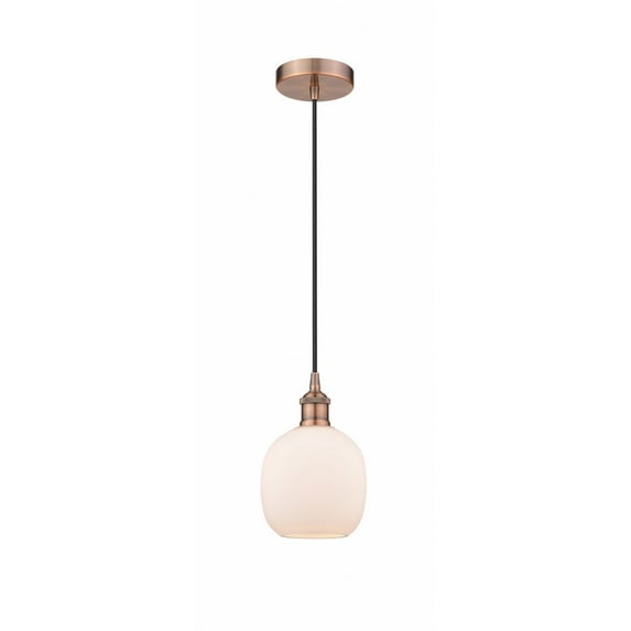 616-1P-AC-G101-Innovations Lighting-Belfast - 1 Light Cord Hung Mini Pendant In Industrial Style-9.75 Inches Tall and 6 Inches Wide-Antique Copper