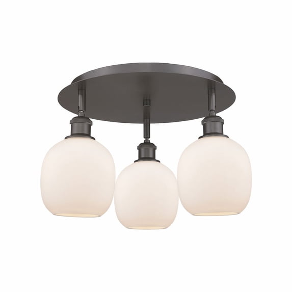 Innovations Lighting Belfast - 3 Light 18" Flush Mount Oil Rubbed Bronze/Matte White