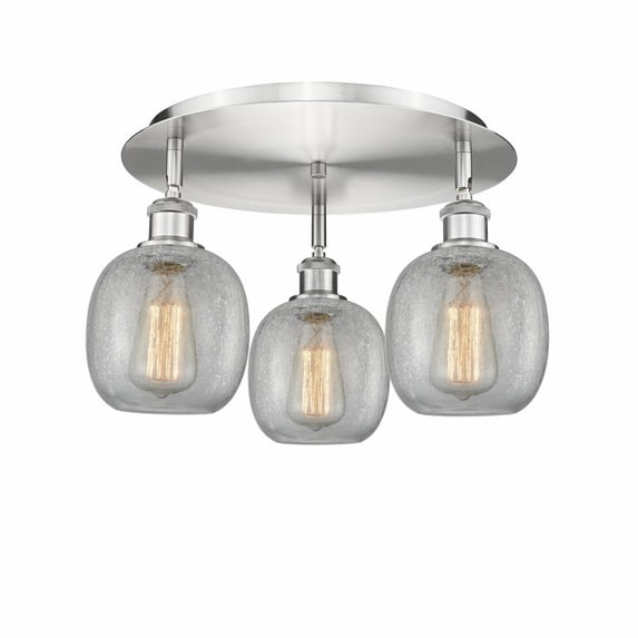 Innovations Lighting Belfast - 3 Light 18" Flush Mount Satin Nickel/Clear Crackle