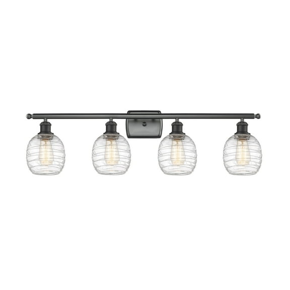 Innovations Lighting  Belfast - 4 Light 36" Bath Vanity Light Deco Swirl/Matte Black Finish