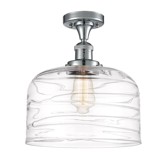Innovations Lighting Bell - 1 Light 12" Semi-Flush Mount Polished Chrome/Clear Deco Swirl