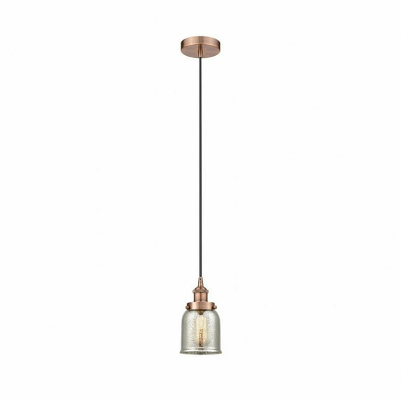 Innovations Lighting Bell - 1 Light 5" Cord Hung Mini Pendant Silver Plated Mercury/Antique Copper