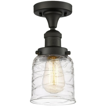 Innovations Lighting  Bell - 1 Light 5" Semi-Flush Mount Deco Swirl/Oil Rubbed Bronze