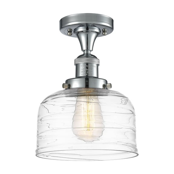 Innovations Lighting Bell - 1 Light 8" Semi-Flush Mount Polished Chrome/Clear Deco Swirl