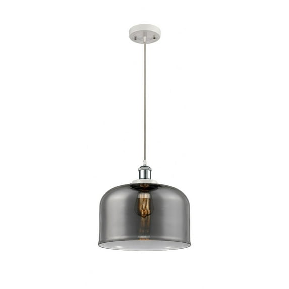 916-1P-WPC-G73-L Innovations Lighting Bell - 1 Light Cord Hung Mini Pendant In Industrial Style-11.38 Inches Tall and 12 Inches Wide-White/Polished