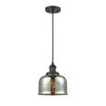 thumbnail image 1 of 201C-BK-G78 Innovations Lighting Bell - 1 Light Cord Hung Mini Pendant In Industrial Style-10 Inches Tall and 8 Inches Wide-Matte Black Finish-Silver, 1 of 5