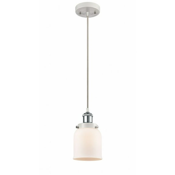 916-1P-WPC-G51-Innovations Lighting-Bell - 1 Light Cord Hung Mini Pendant In Industrial Style-10 Inches Tall and 5 Inches Wide-White/Polished Chrome