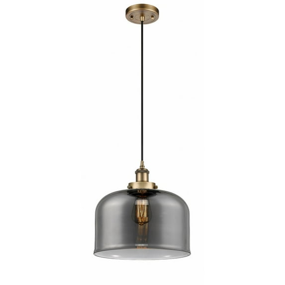916-1P-BB-G73-L Innovations Lighting Bell - 1 Light Cord Hung Mini Pendant In Industrial Style-11.38 Inches Tall and 12 Inches Wide-Brushed Brass