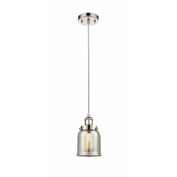 916-1P-PN-G58 Innovations Lighting Bell - 1 Light Cord Hung Mini Pendant In Industrial Style-10 Inches Tall and 5 Inches Wide-Polished Nickel